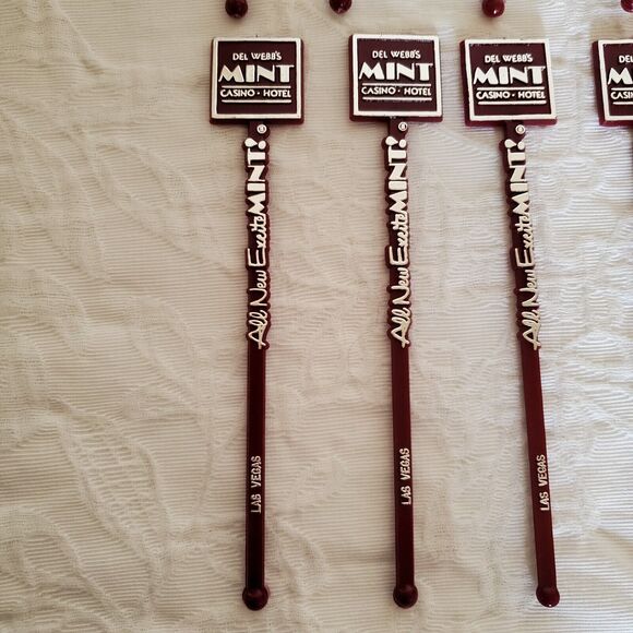 Vintage Las Vegas Mint Cocktail Swizzle Stir Sticks Set 12 Del Webbs Casino New - Picture 4 of 10